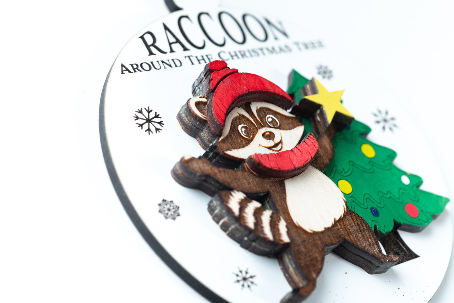 Raccoon Around the Christmas Tree Christmas Ornament