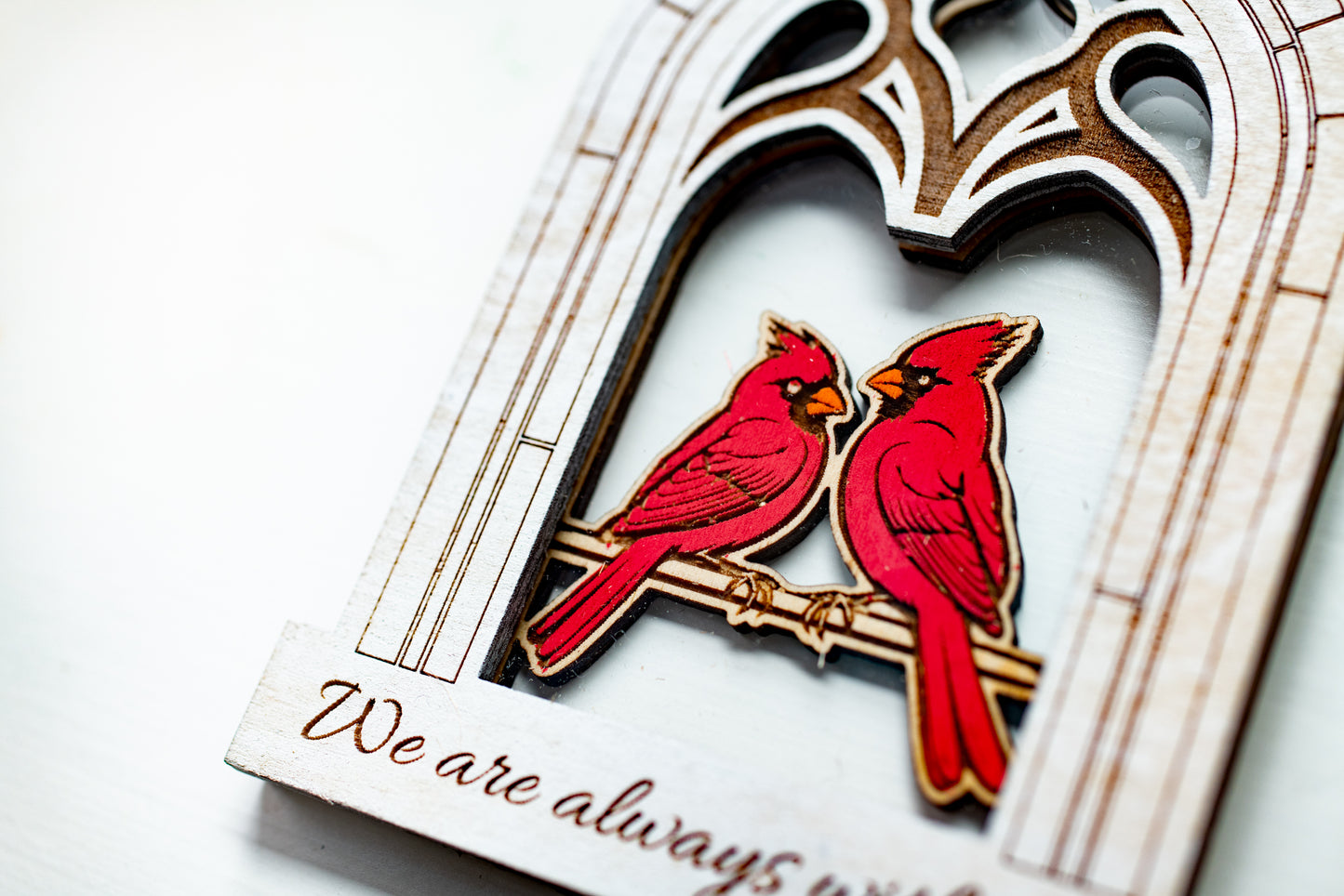 Cardinal Memorial Stained Glass Window Ornament