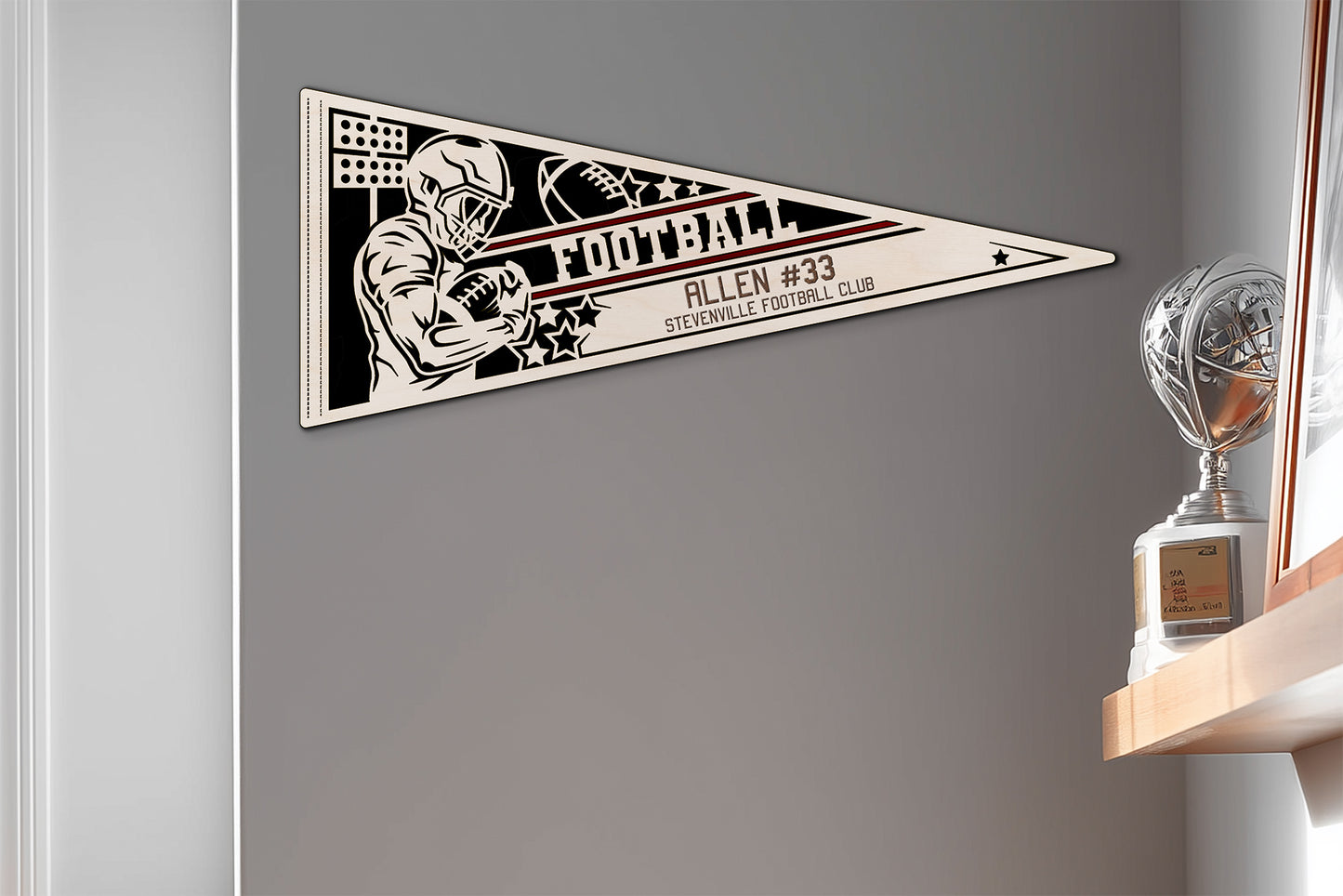 Sports Pennant - Football - Personalized with Team, Colours, Name and Number