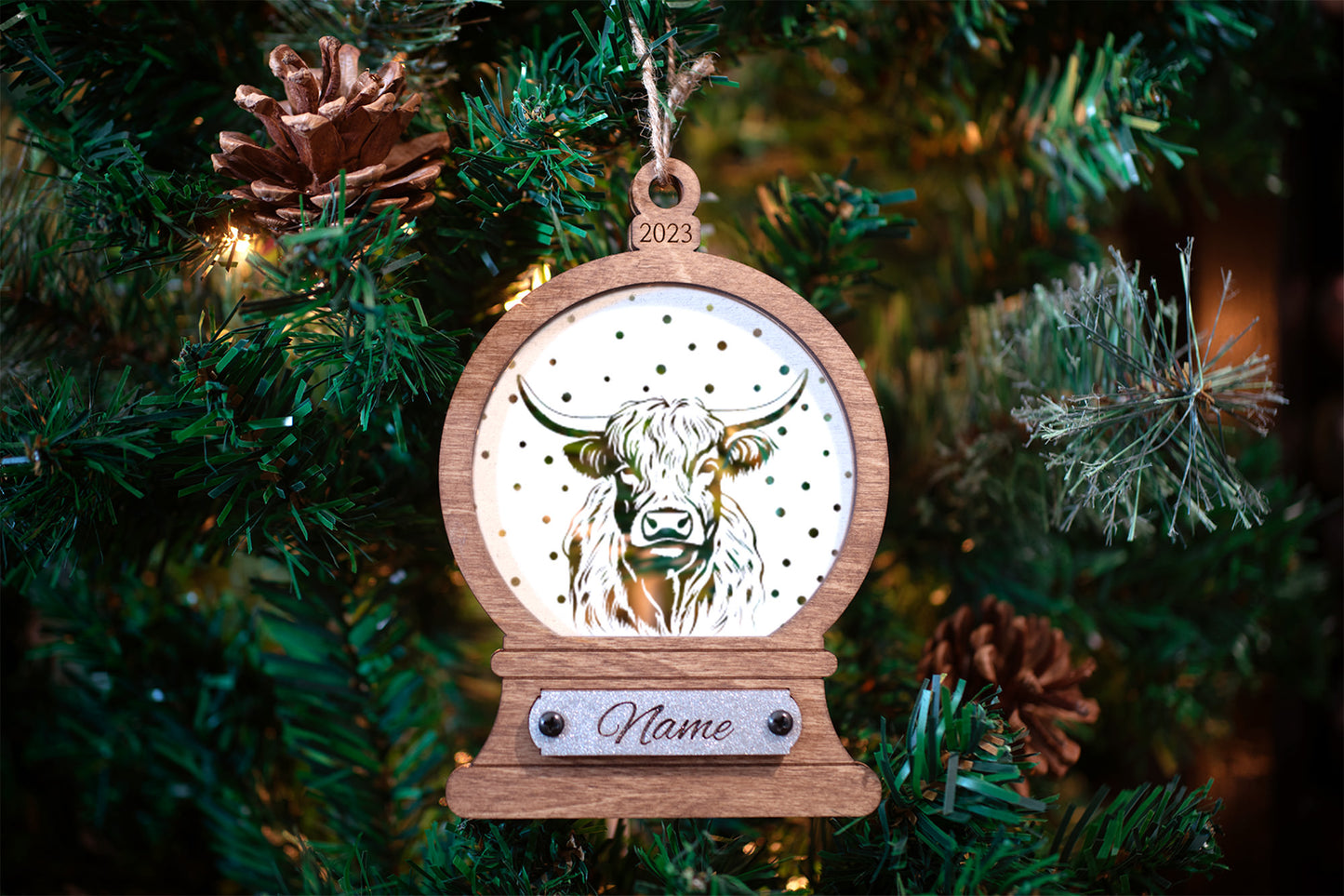 Personalized Engraved Farm Animal Snowglobe Ornaments