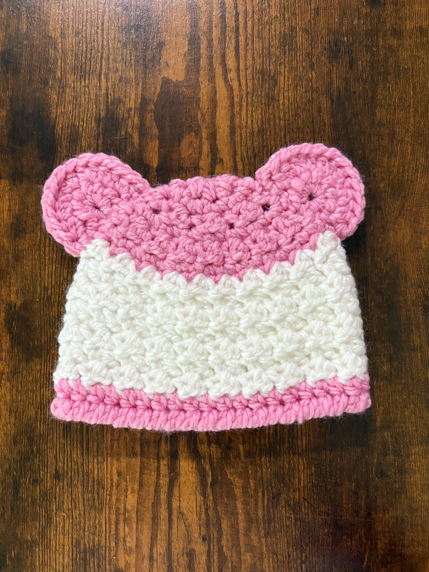 In-Stock 0-6 Month Basic Bear in Bubblegum Pink with White