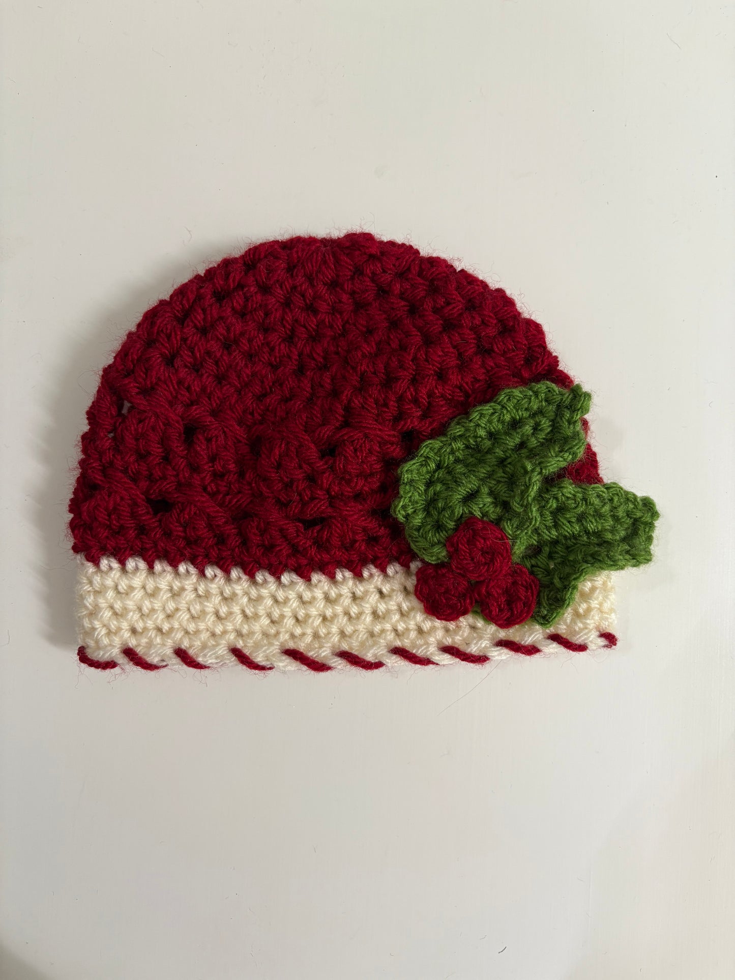 In-Stock 0-6 Month Christmas Holly Flapper Hat