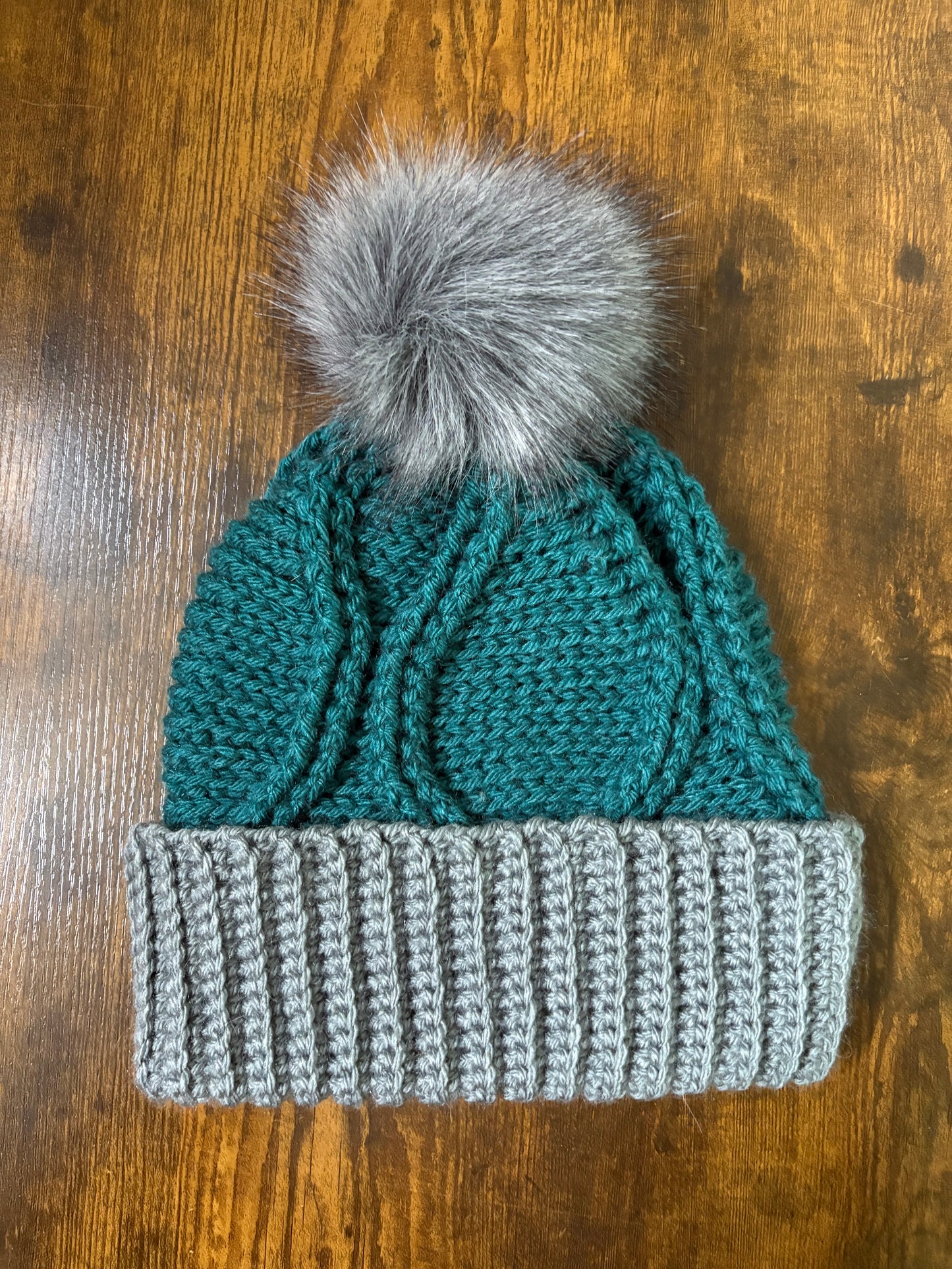 Peacock with Silver Grey & Grey Pom