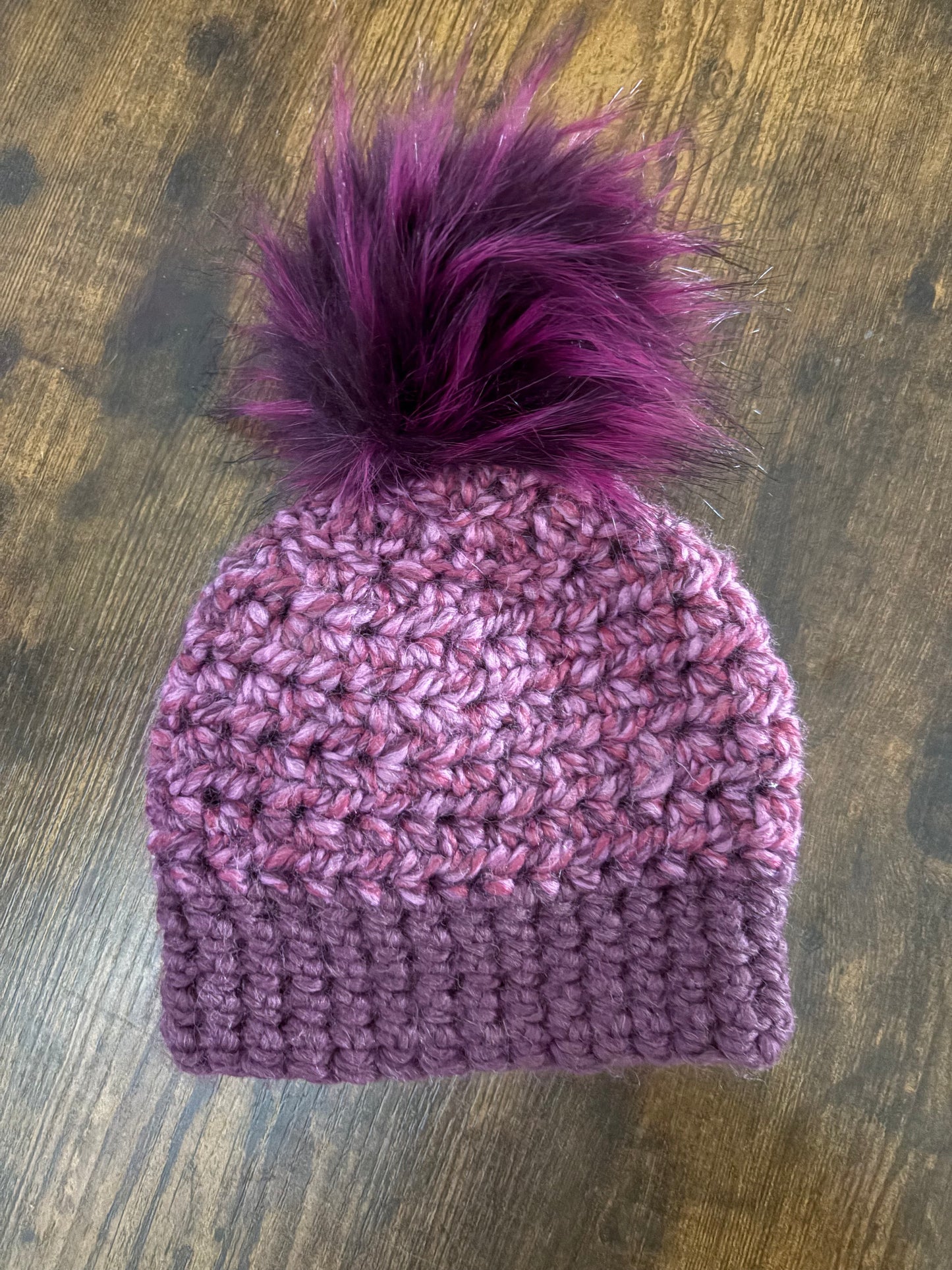 In-Stock 6-12 Month Purple Pom Pom Toque