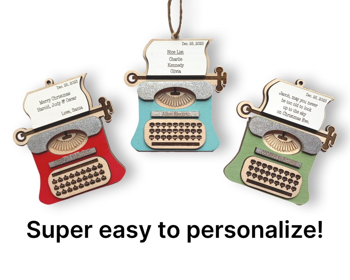 Vintage Personalized Typewriter Ornament