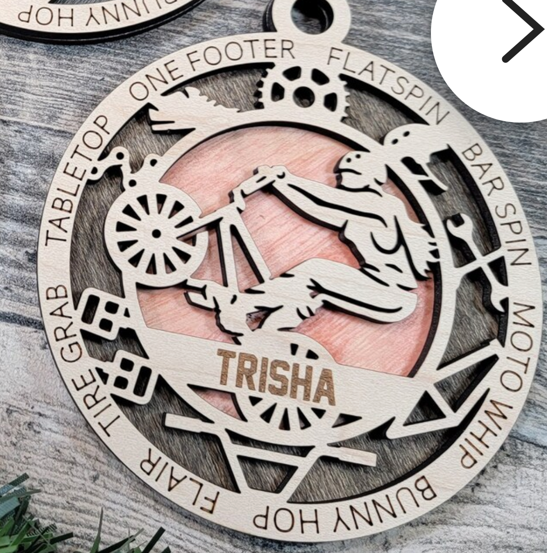 BMX Ornament with personalized Colours, Name and Perimeter text