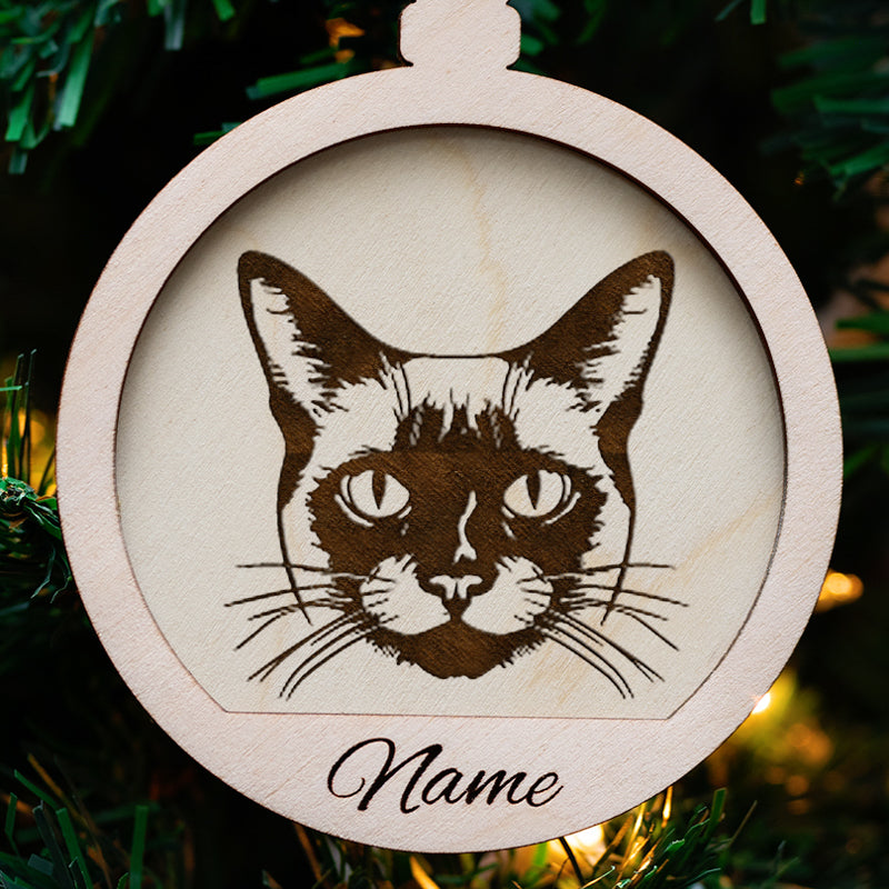 Personalized Engraved Cat Portrait Ornaments