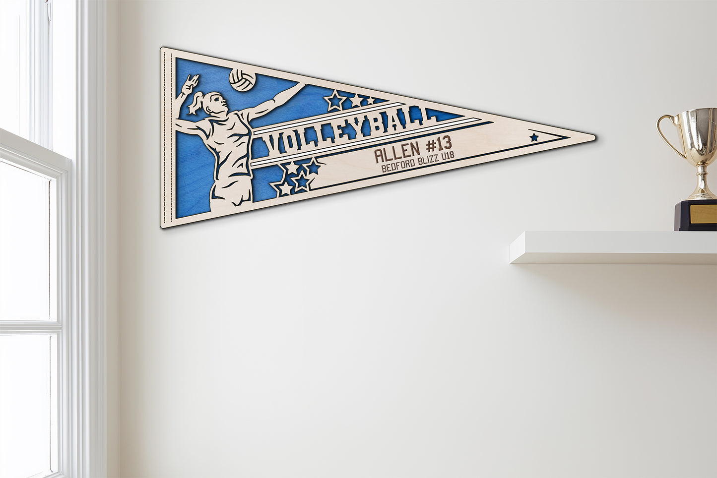 Sports Pennant - Volleyball - Personalized with Team, Colours, Name and Number