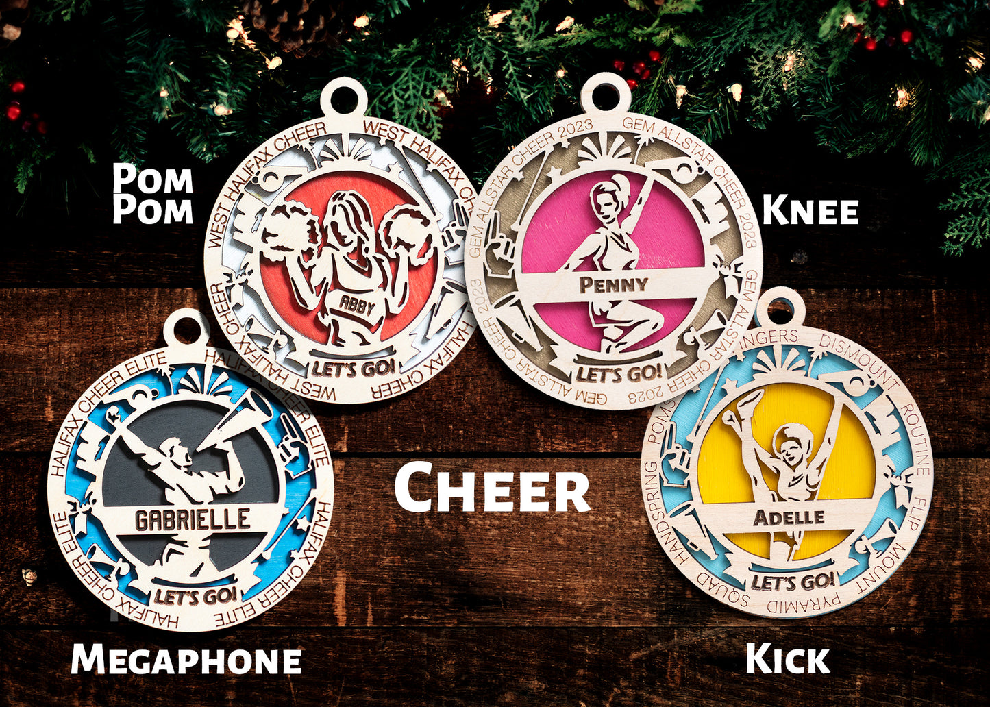 Sports Ornament - Cheer - Personalized with Team, Colours and Name