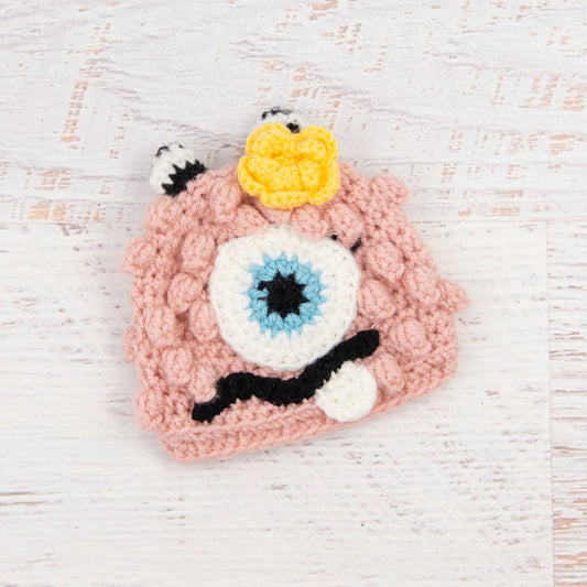 In-Stock 0-6 Month Little Monster in Pink with Baby Aqua Eye and Duckie Yellow Flower