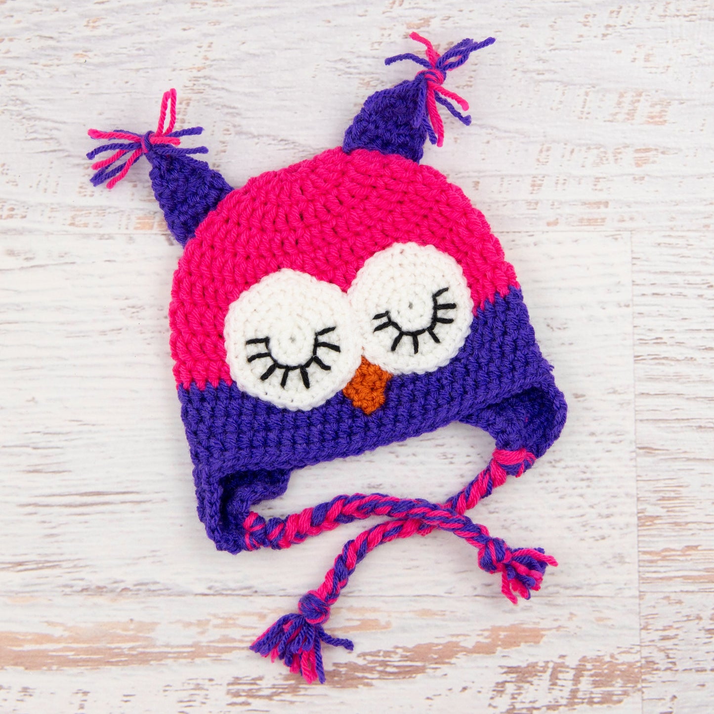 In-Stock 0-6 Month Sleepy Owl in Rose Shocking and Electric Purple