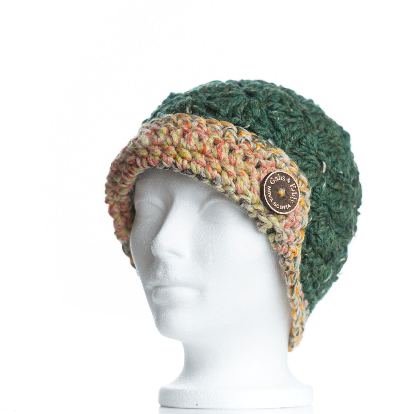 Chunky Button Flapper in Kale with Harvest