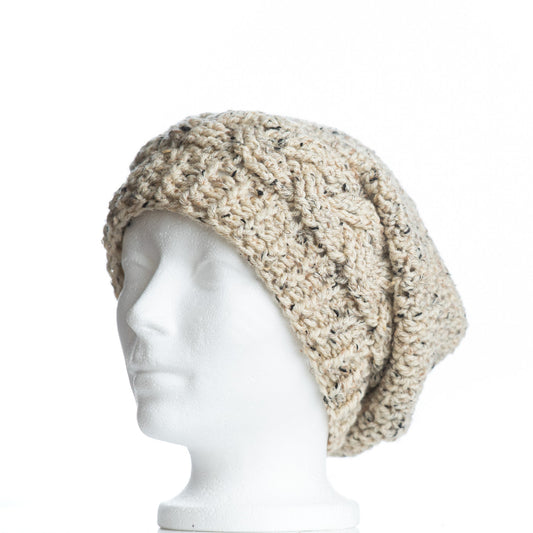 Oatmeal Cabled Slouchy Toque