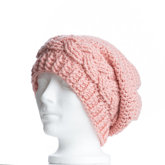 Pink Cabled Slouchy Toque