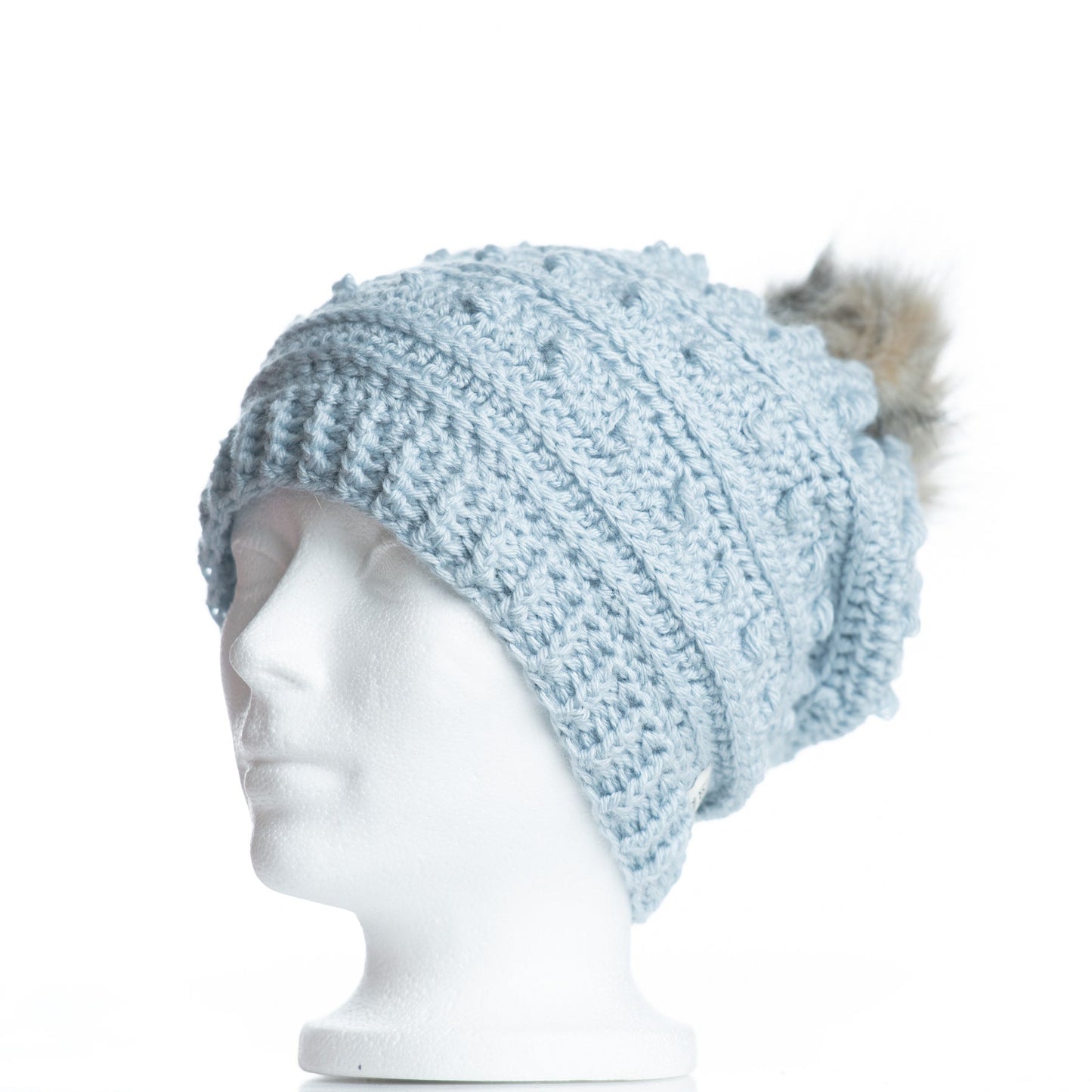 Silver Blue with Smoke Pom (Slouchy Pom Pom Toque)