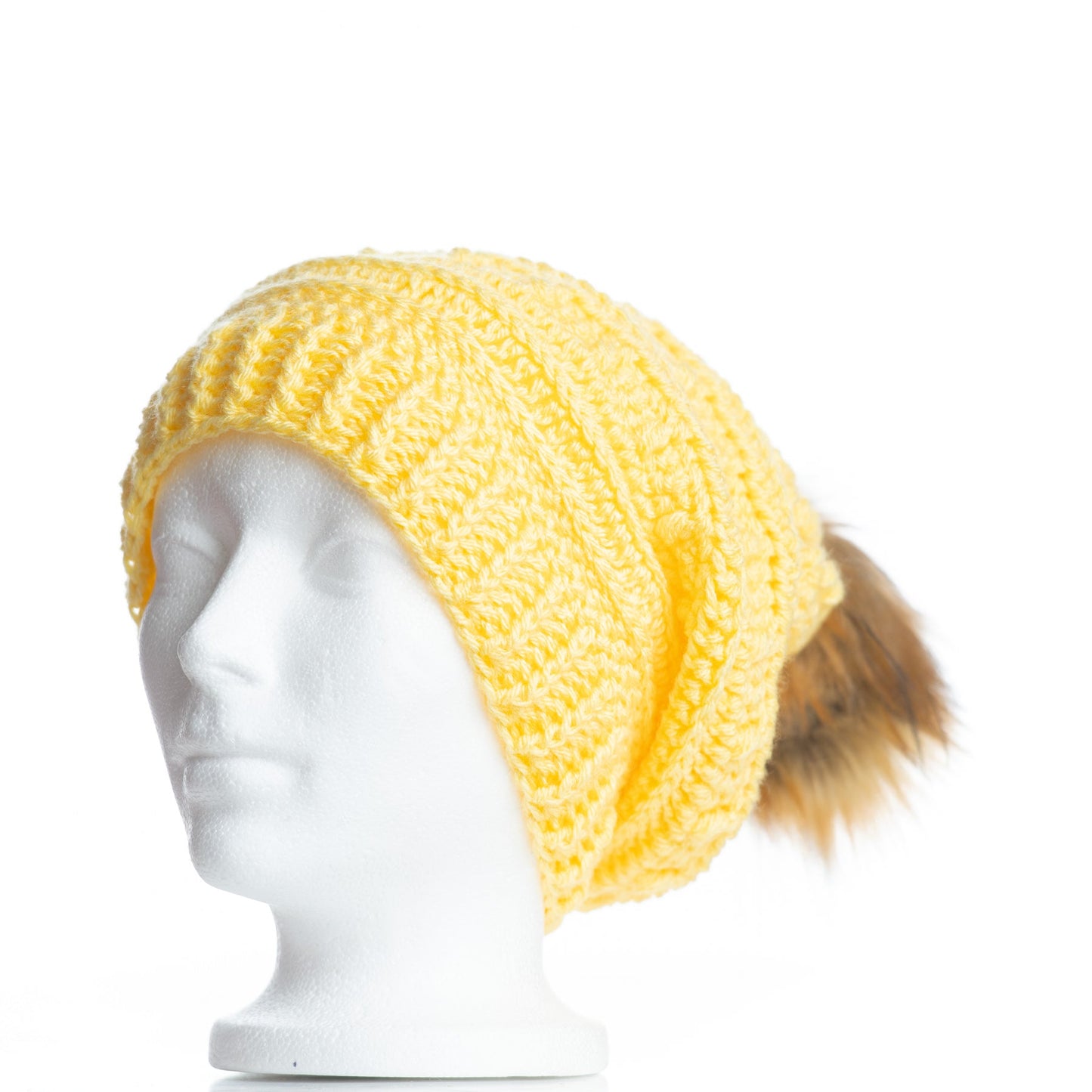 Lemon with Fox Pom (Slouchy Pom Pom Toque)
