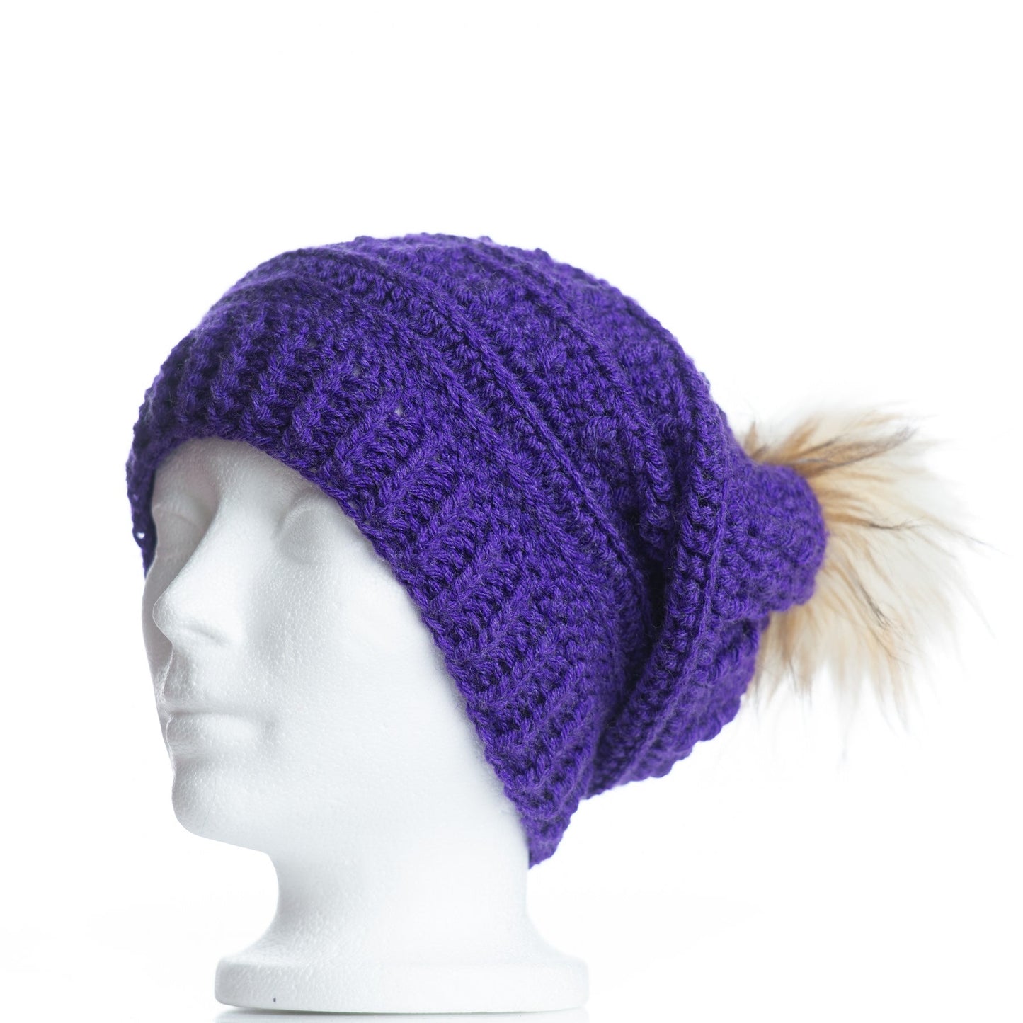 Electric Purple with Honey Pom (Slouchy Pom Pom Toque)