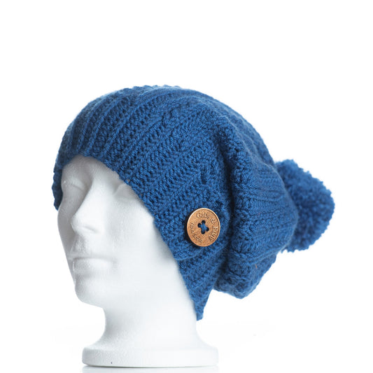 Slouchy Button Toque in Colonial Blue