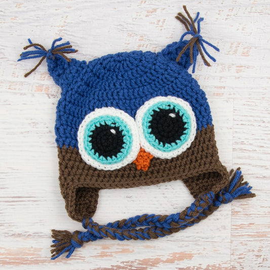 In-Stock 1-3 Year Owl in Colonial Blue with Chocolate and Aqua Marine Eyes