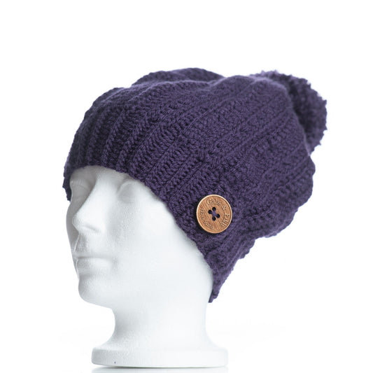 Slouchy Button Toque in Purple