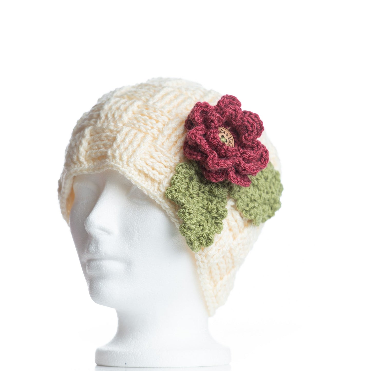 Fisherman Waffle Beanie with 3 Interchangeable Flowers