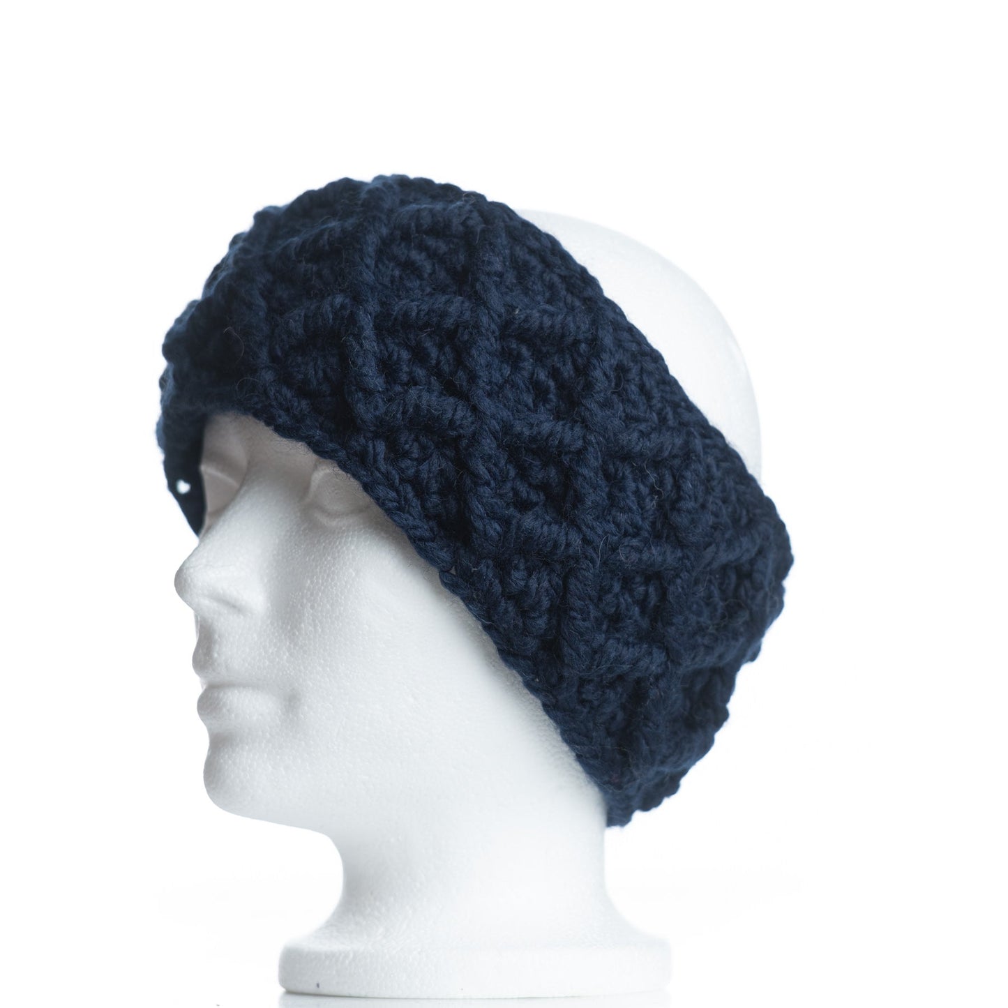 Diamond Cable Headband in Navy