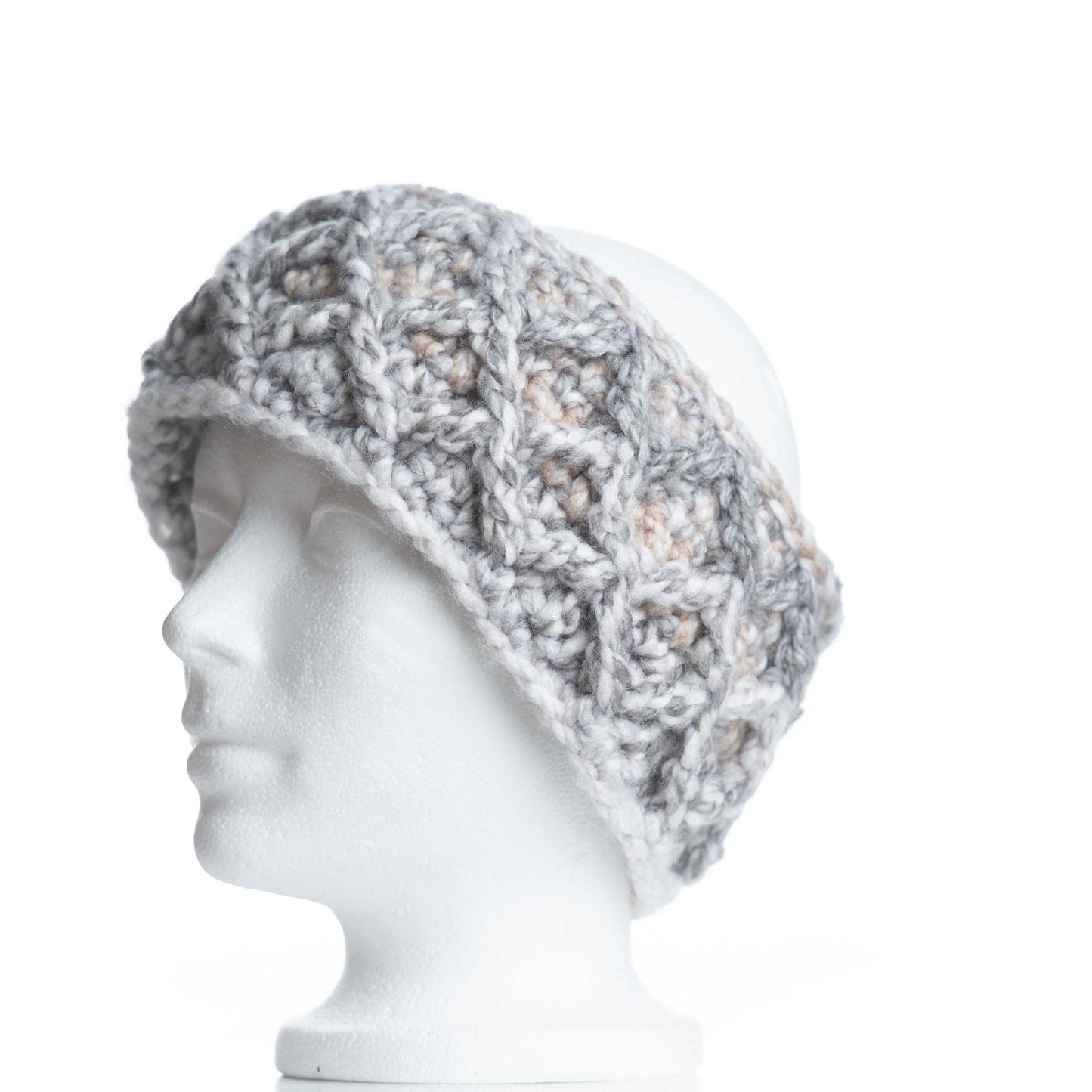 Diamond Cable Headband in Taupe/Grey Acrylic