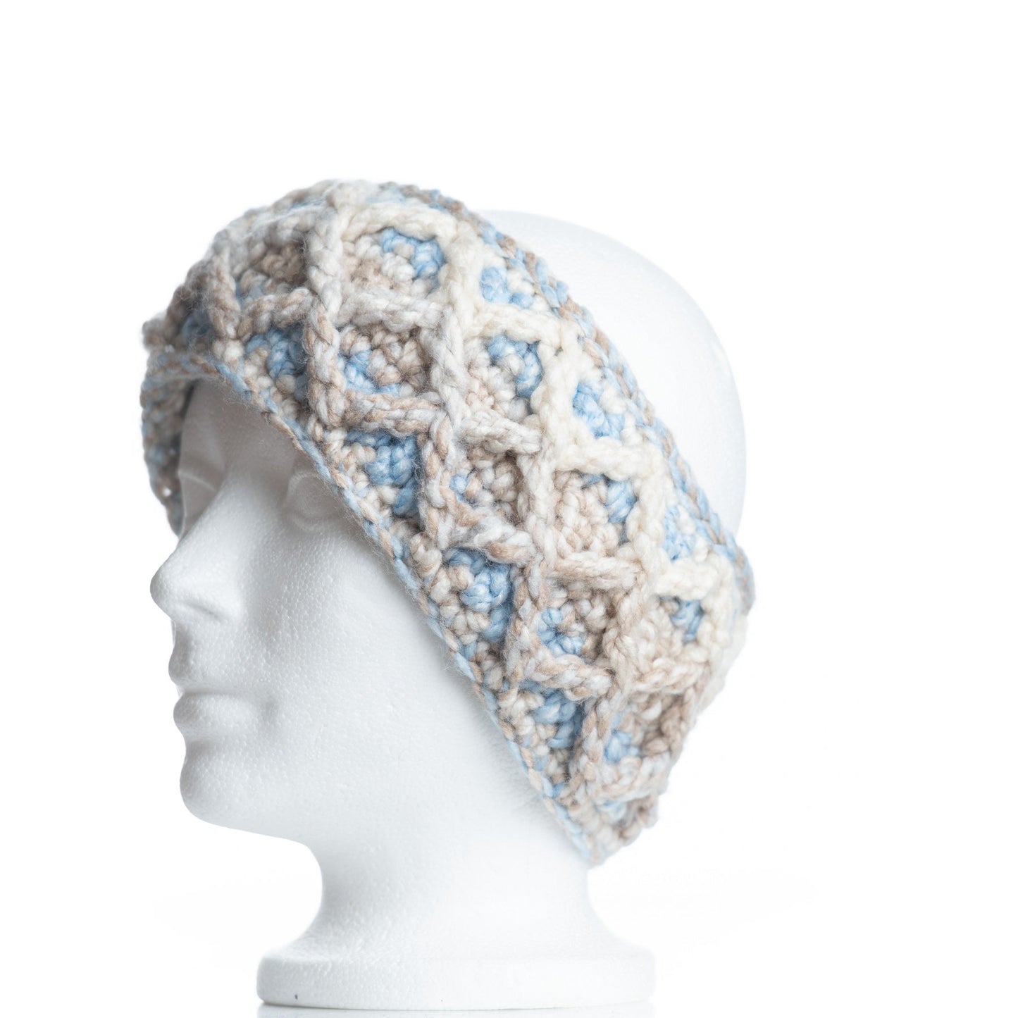 Diamond Cable Headband in Sky/Taupe Acrylic