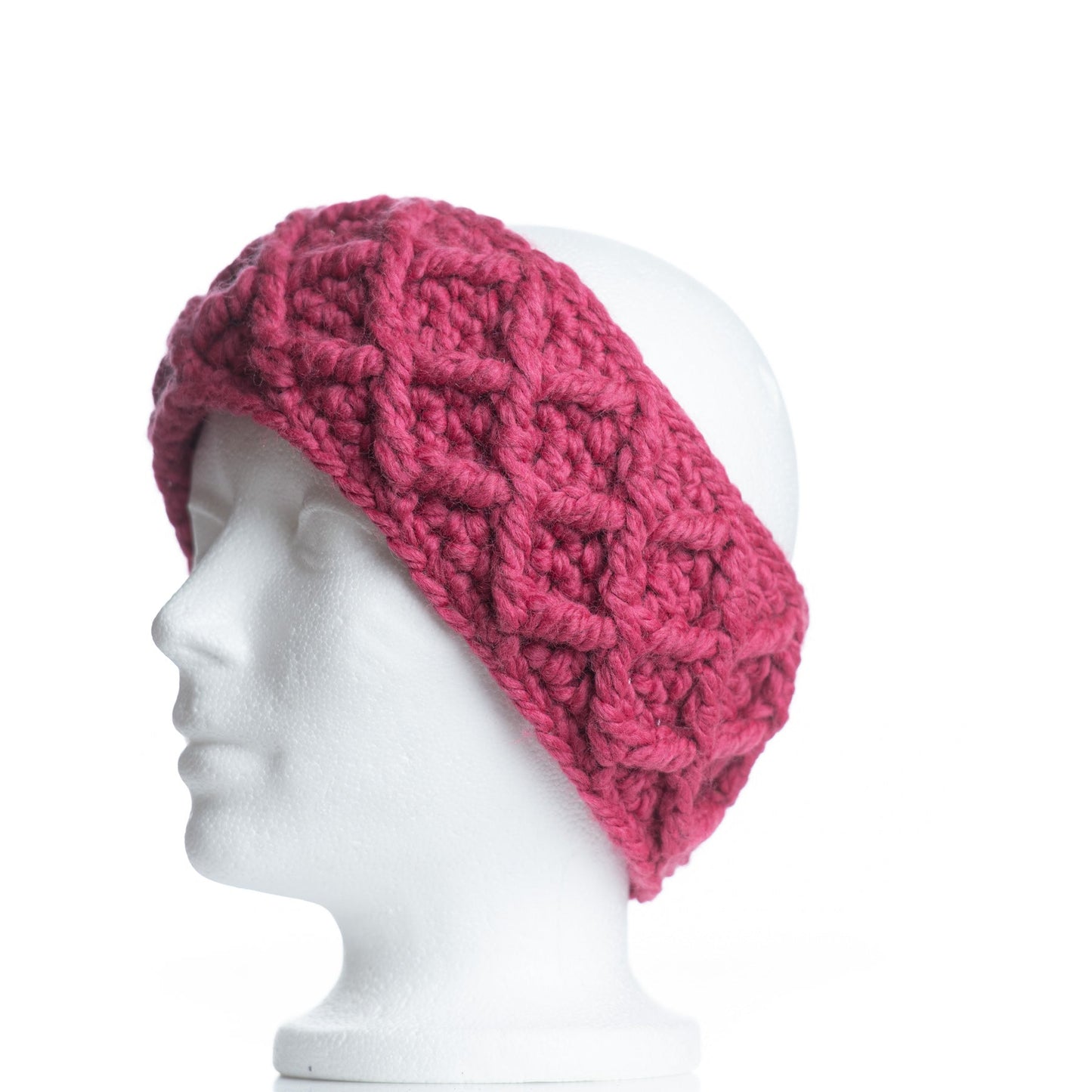 Diamond Cable Headband in Raspberry