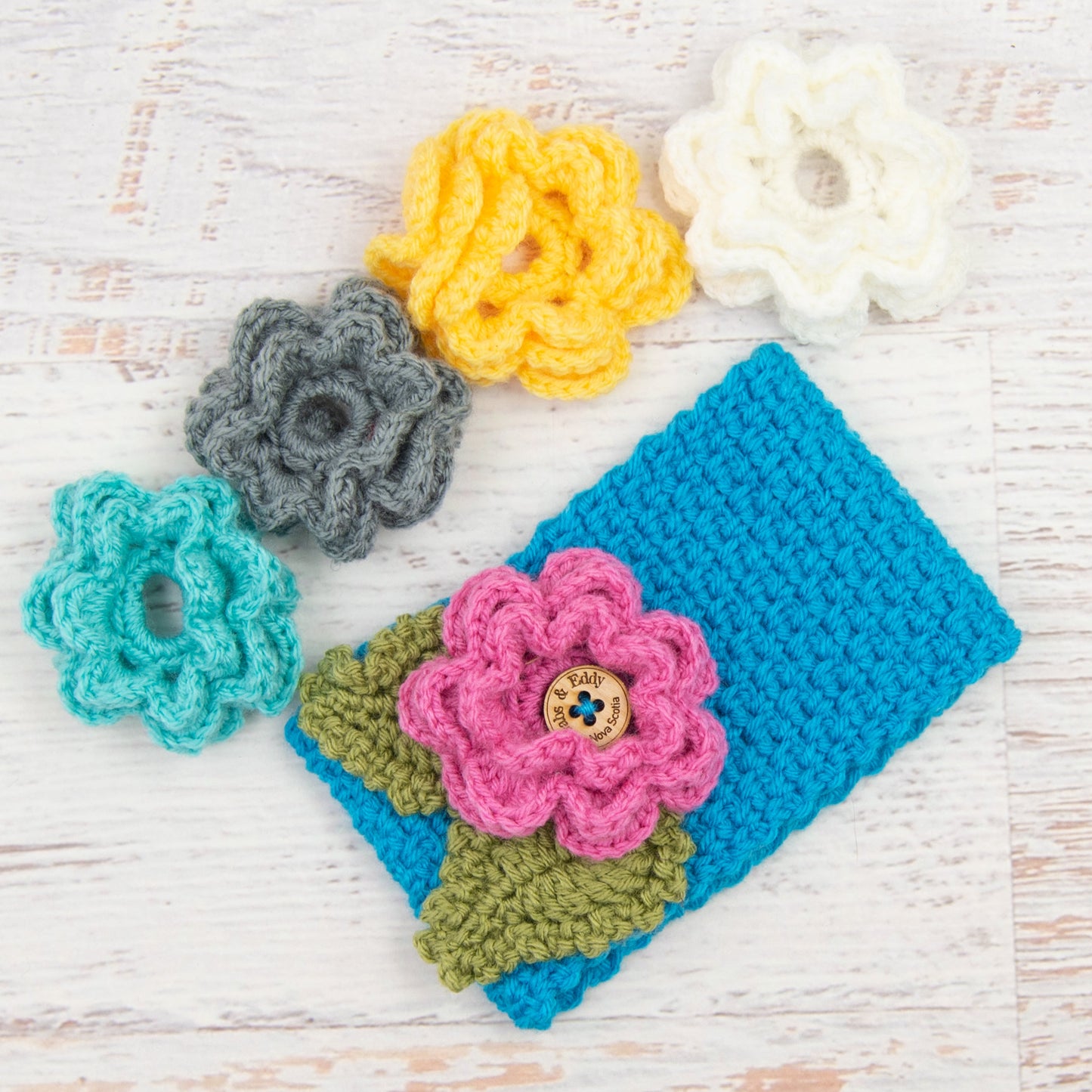 In-Stock 3-10 Year Garden Party Headband in Aqua with 5 Interchangeable Flowers