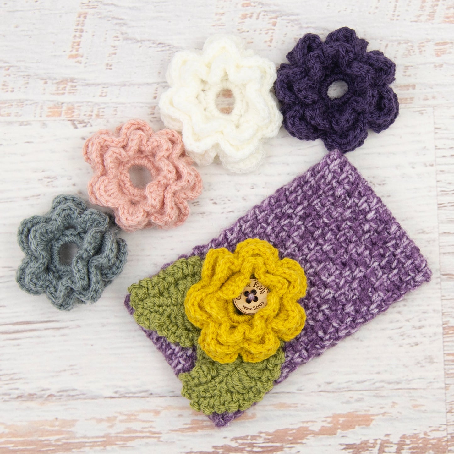 In-Stock 3-10 Year Garden Party Headband in Purple Mist with 5 Interchangeable Flowers