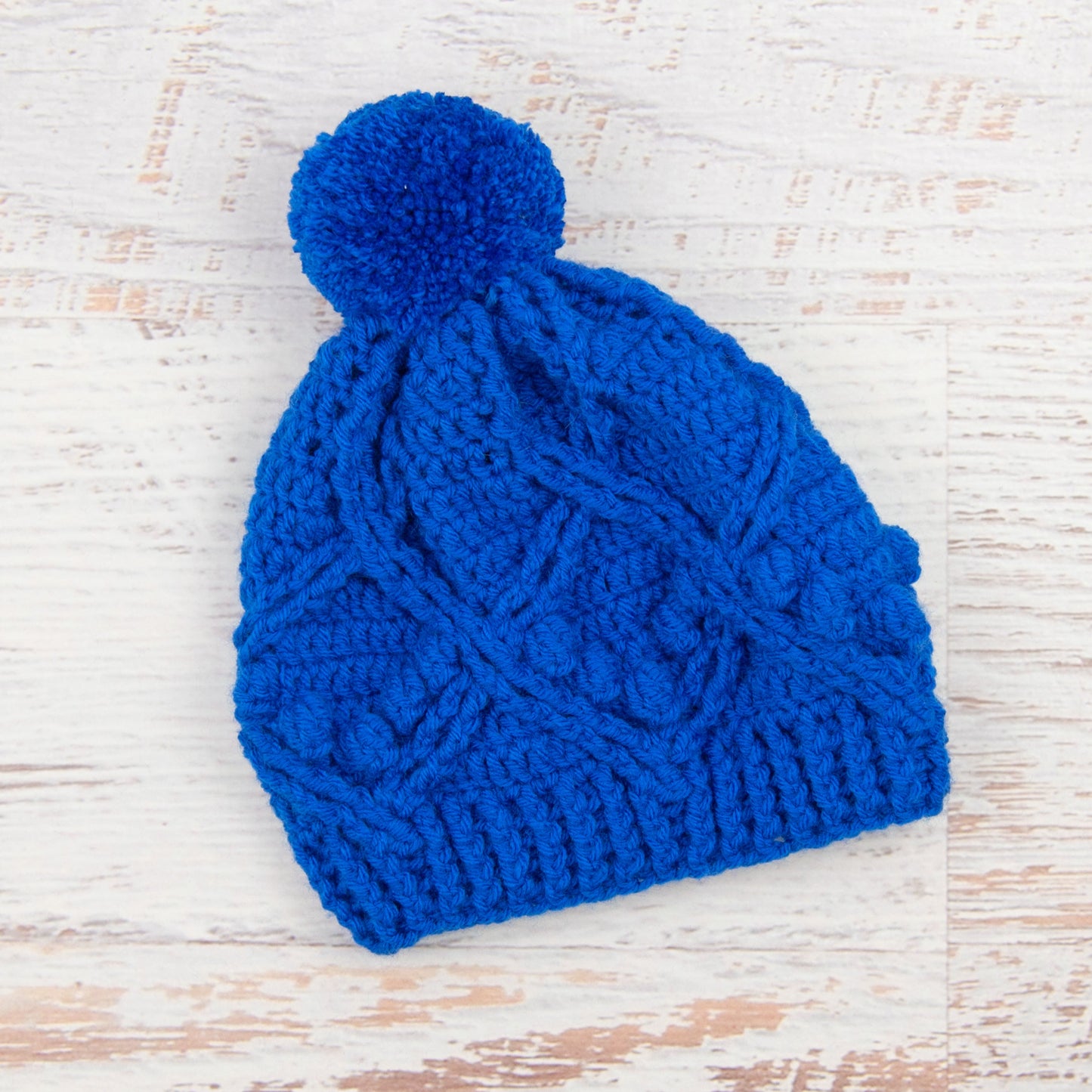 In-Stock 3-5 Year Pretty Little Pom Pom Toque in Electric Blue