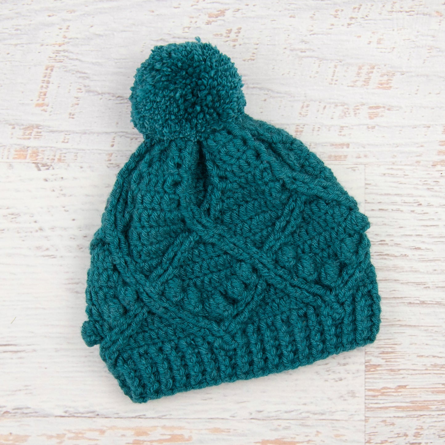 In-Stock 3-5 Year Pretty Little Pom Pom Toque in Peacock