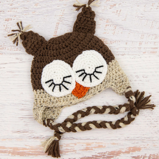 In-Stock 6-12 Month Sleepy Owl in Chocolate & Oatmeal