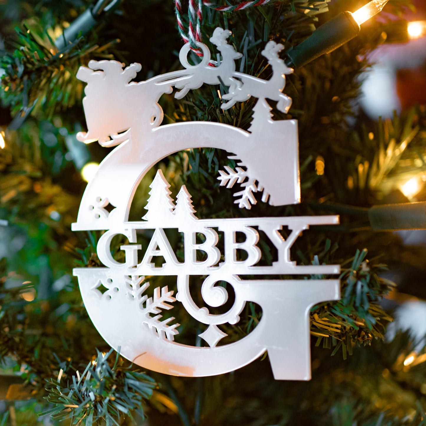 Personalized Christmas Monogram in Milk Glass