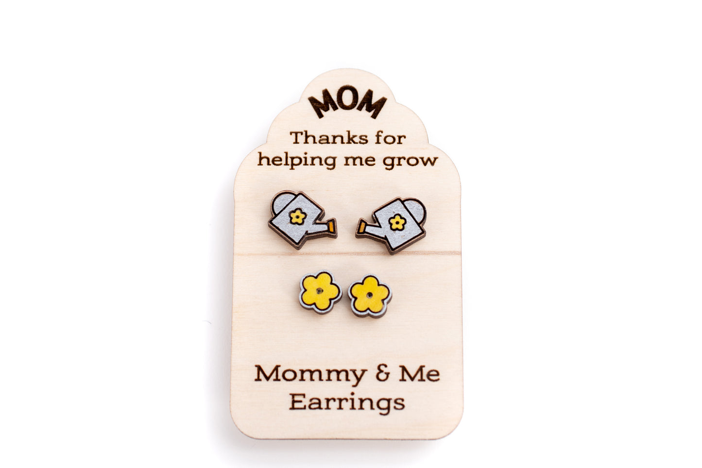 Hand Painted Wooden Studs - Mommy & Me Set Thanks for Helping Me Grow!