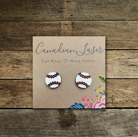 Hand Painted Wooden Studs - Sports - Baseball