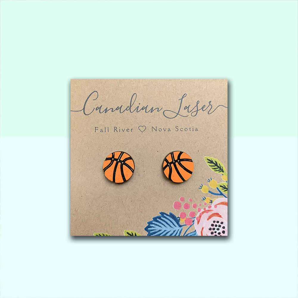 Hand Painted Wooden Studs - Sports - Basketball