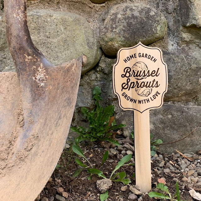 Premium Cedar Garden Stake - Brussel Sprouts