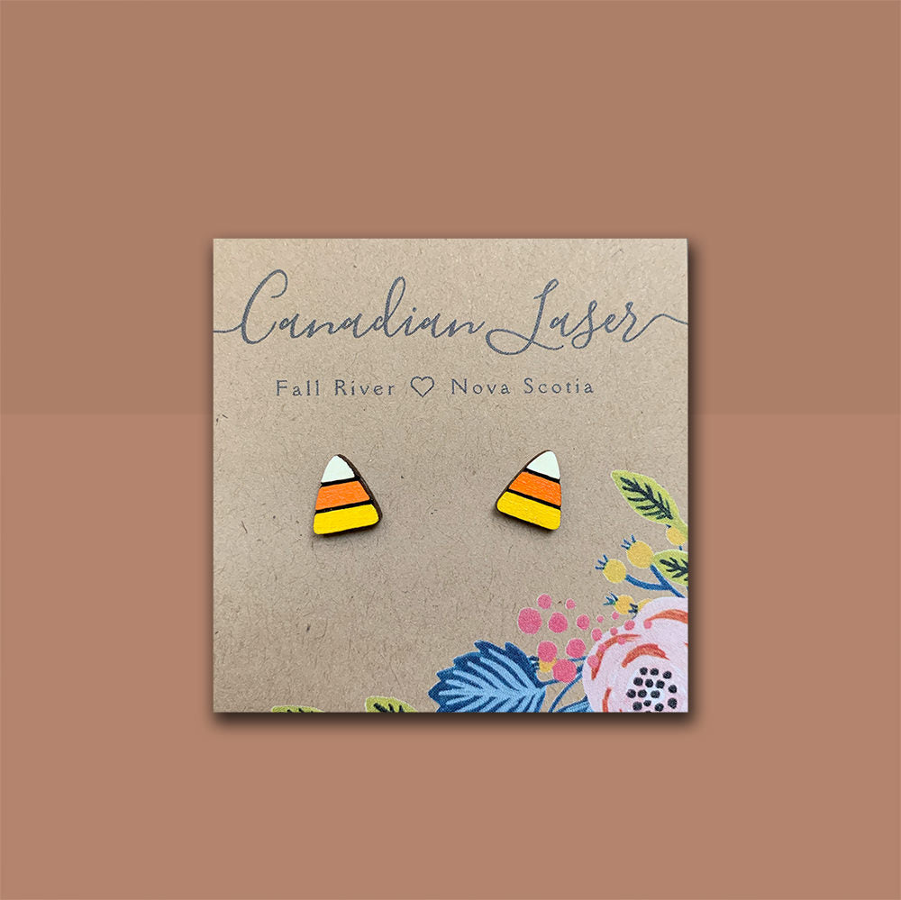 Hand Painted Wooden Studs - Holiday - Halloween - Candy Corn