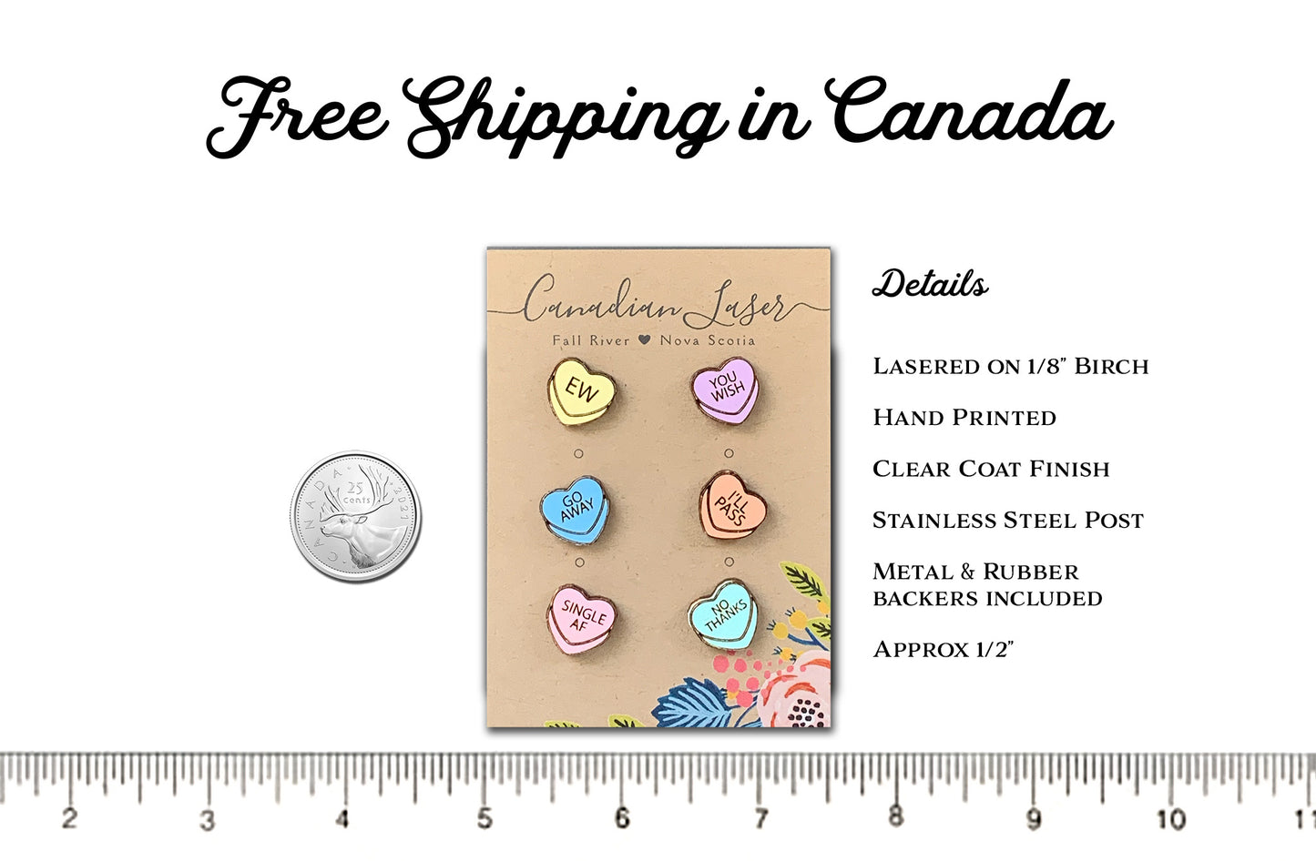 Hand Painted Wooden Studs - Holiday - Valentine's Day - Anti-Valentines Day Conversation Hearts