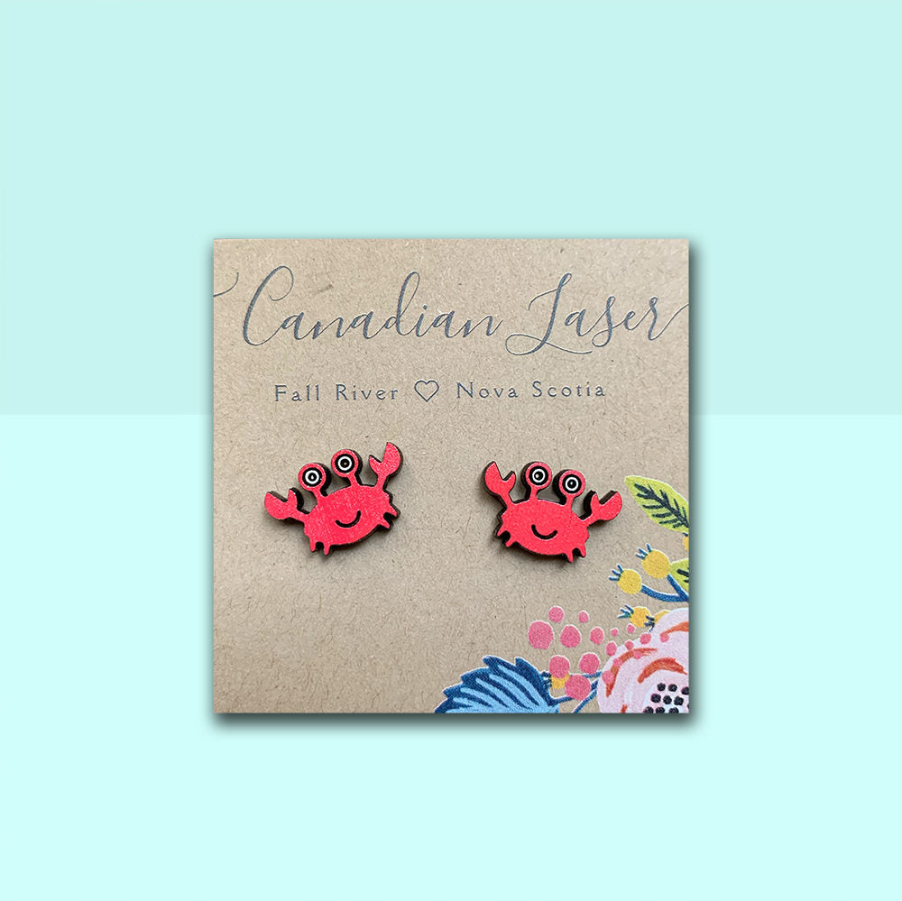 Hand Painted Wooden Studs - Sea Creatures - Crabs