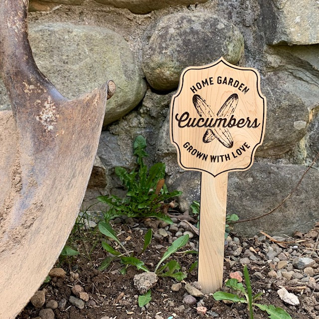 Premium Cedar Garden Stake - Cucumber