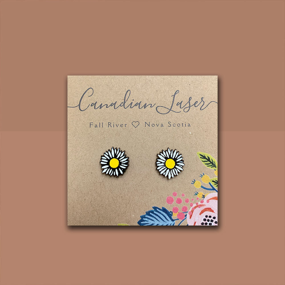Hand Painted Wooden Studs - Daisy