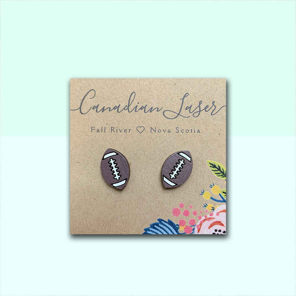 Hand Painted Wooden Studs - Sports - Football