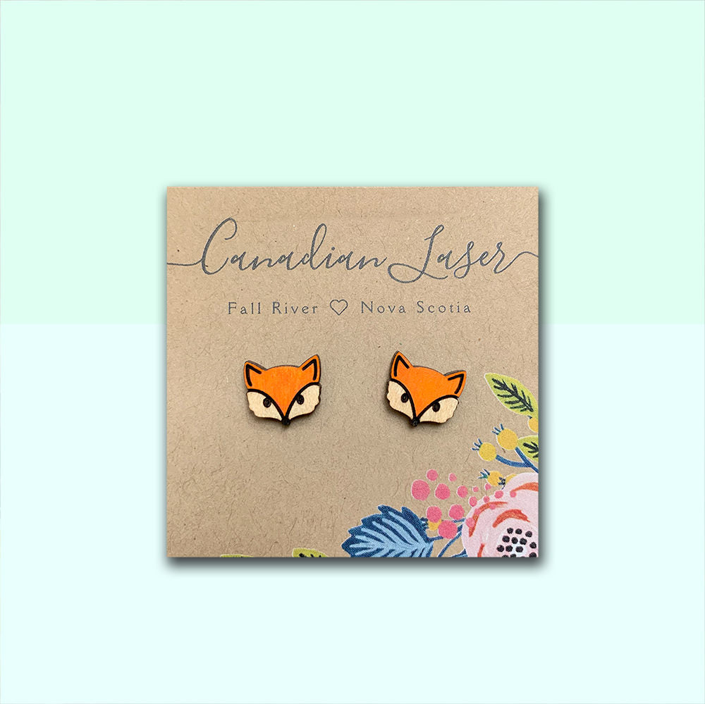 Hand Painted Wooden Studs - Woodland Creatures - Foxes