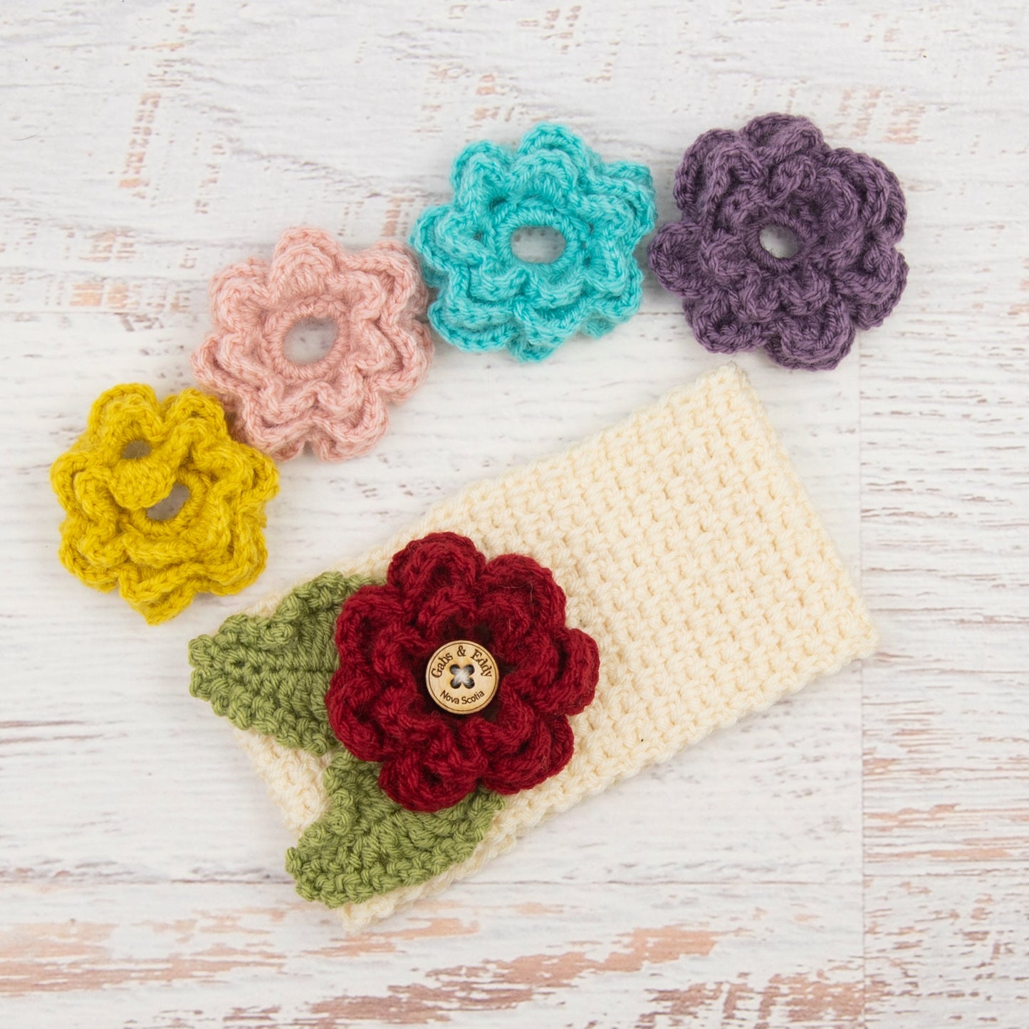 In-Stock Garden Party Headband in Fisherman with 5 Interchangeable Flowers