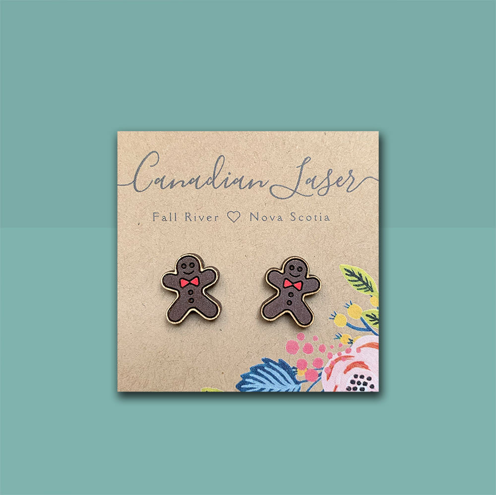 Hand Painted Wooden Studs - Holiday - Christmas - Gingerbread Men
