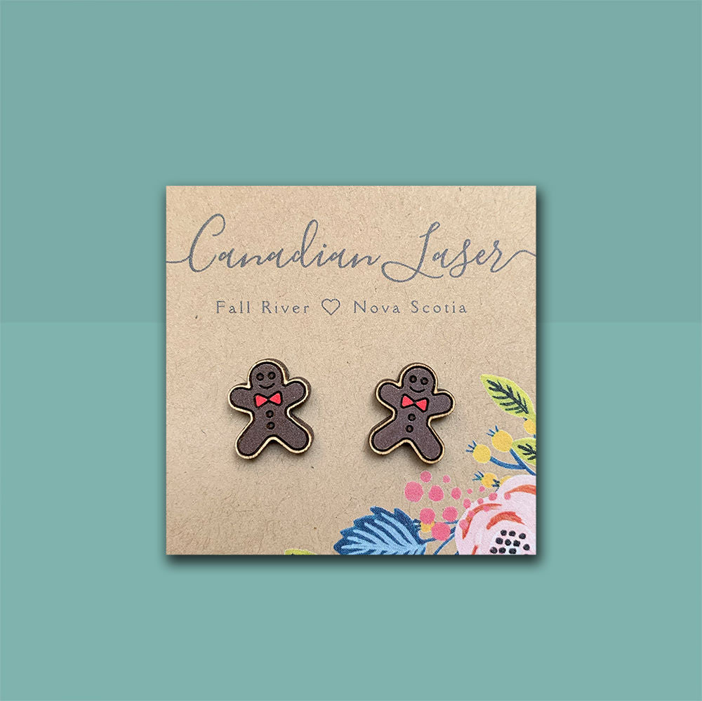 Hand Painted Wooden Studs - Holiday - Christmas - Gingerbread Men