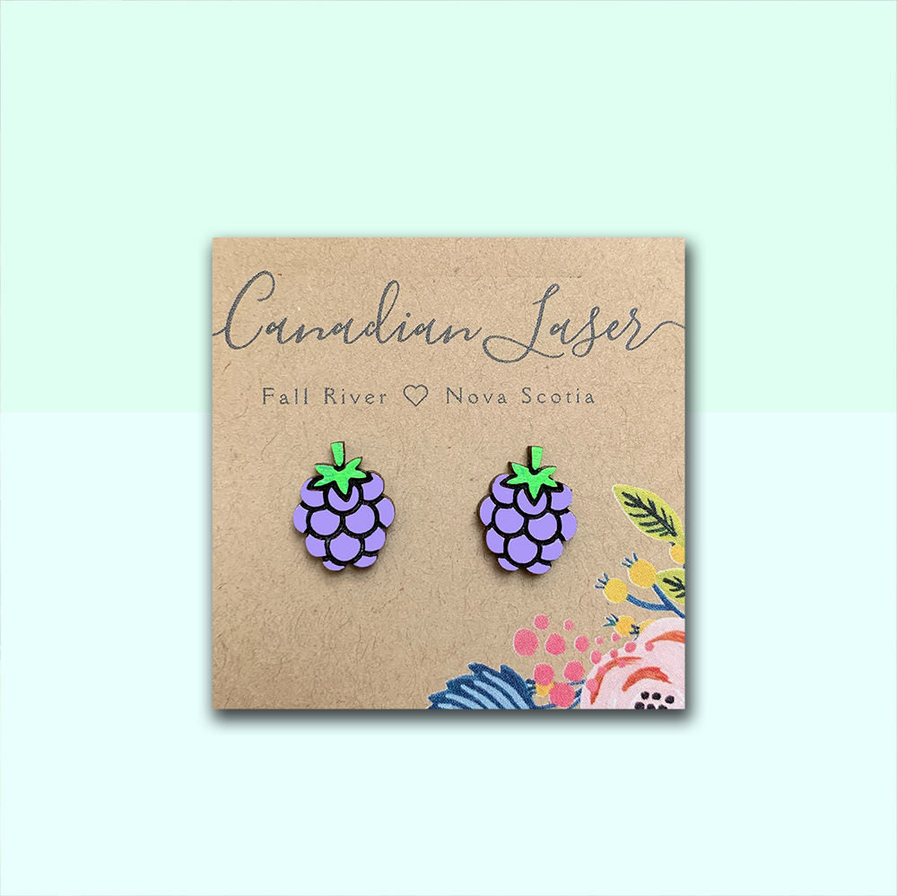 Hand Painted Wooden Studs - Fruit - Grapes
